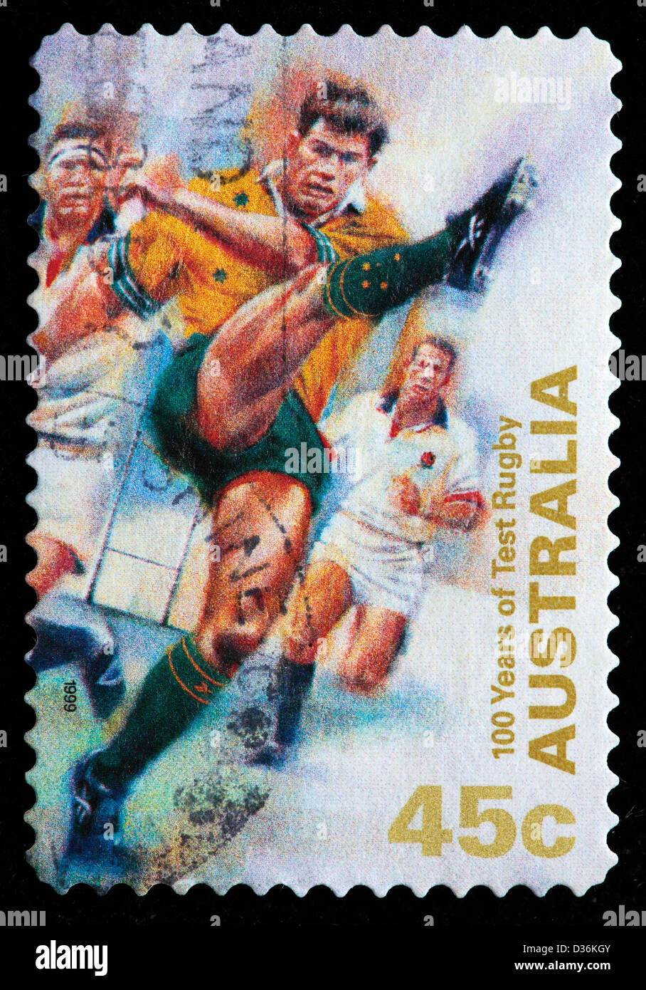 100 anni Test di Rugby, francobollo, Australia, 1999 Foto Stock