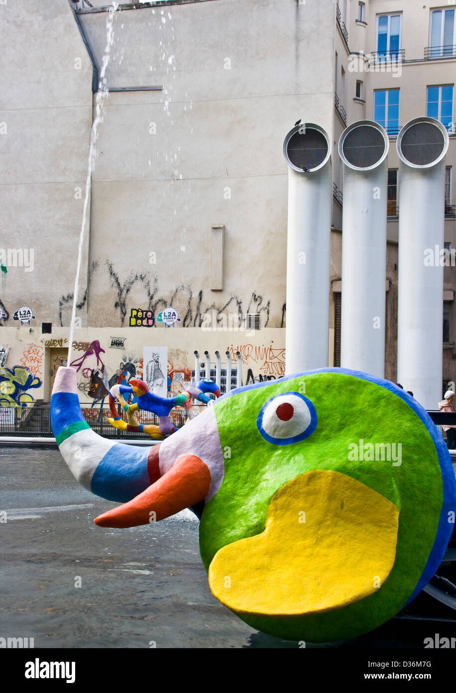 Fontana Stravinsky scultura la spruzzatura di acqua posto Stravinsky Parigi Francia Europa Foto Stock