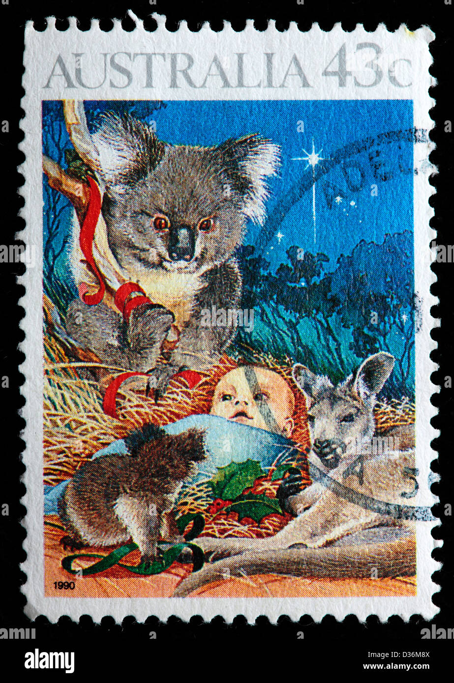 Natale, francobollo, Australia, 1990 Foto Stock