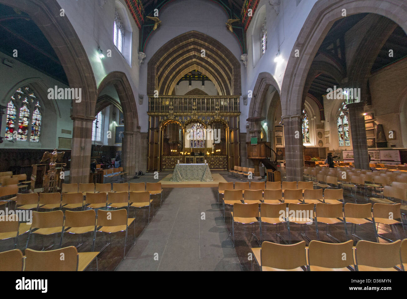 Interno della cattedrale di Leicester, Leicester, England, Regno Unito Foto Stock