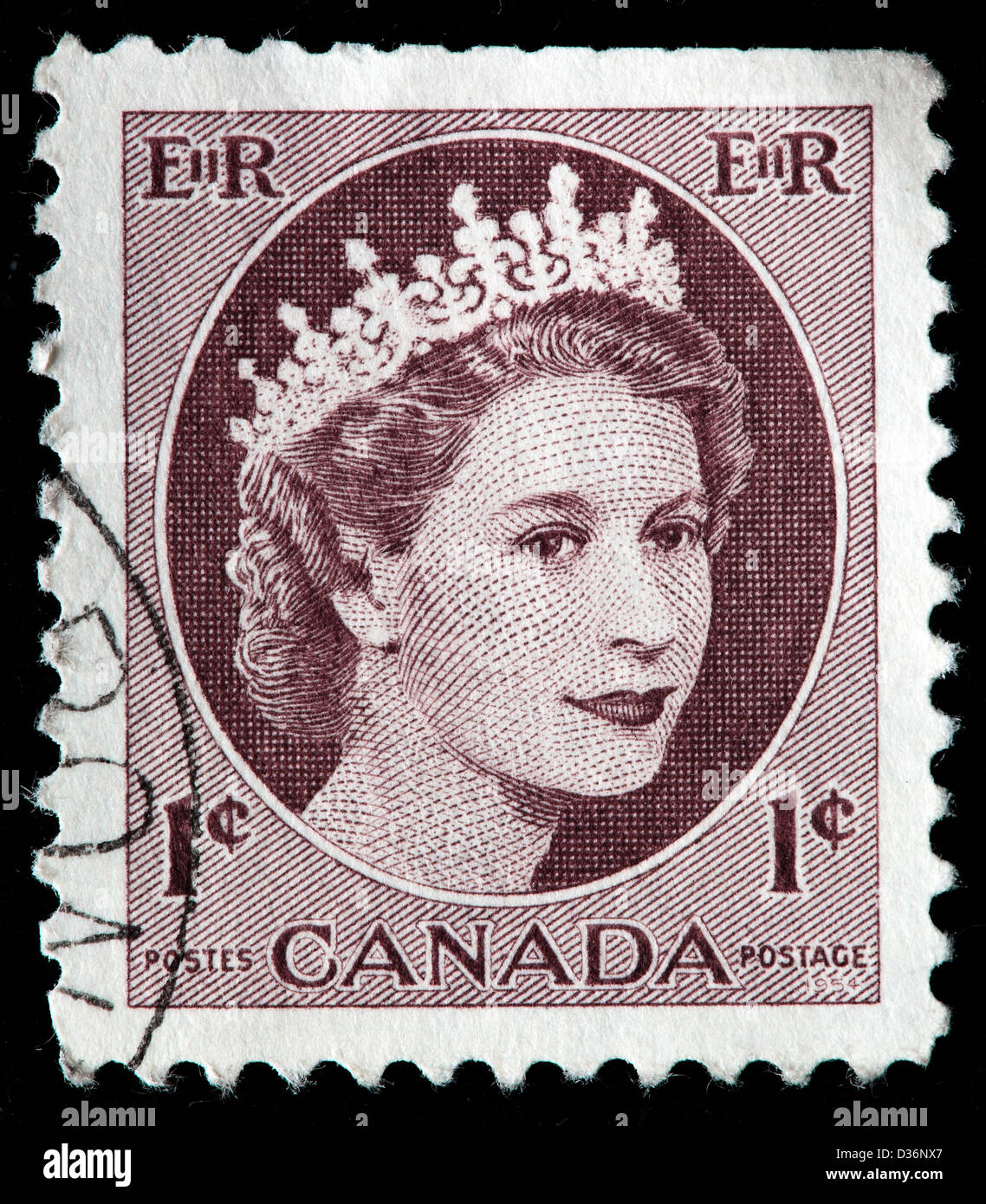 La regina Elisabetta II, francobollo, Canada, 1954 Foto stock - Alamy