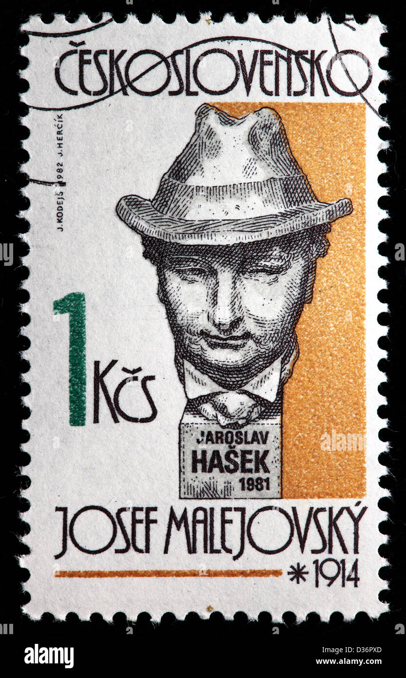 Jaroslav Hasek, scrittore, francobollo, Cecoslovacchia, 1982 Foto Stock