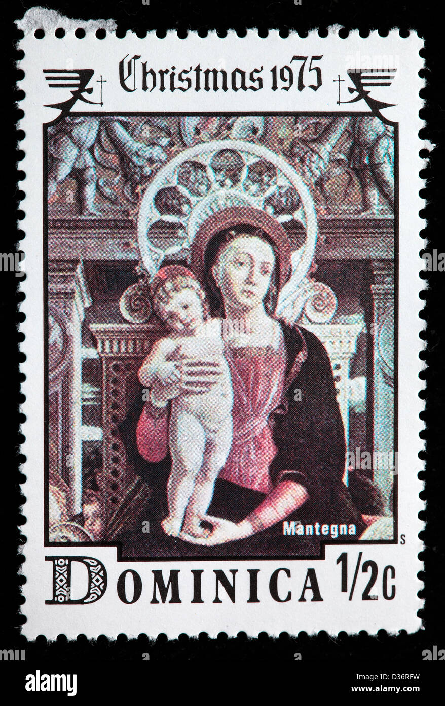 Natale, francobollo, Dominica, 1975 Foto Stock
