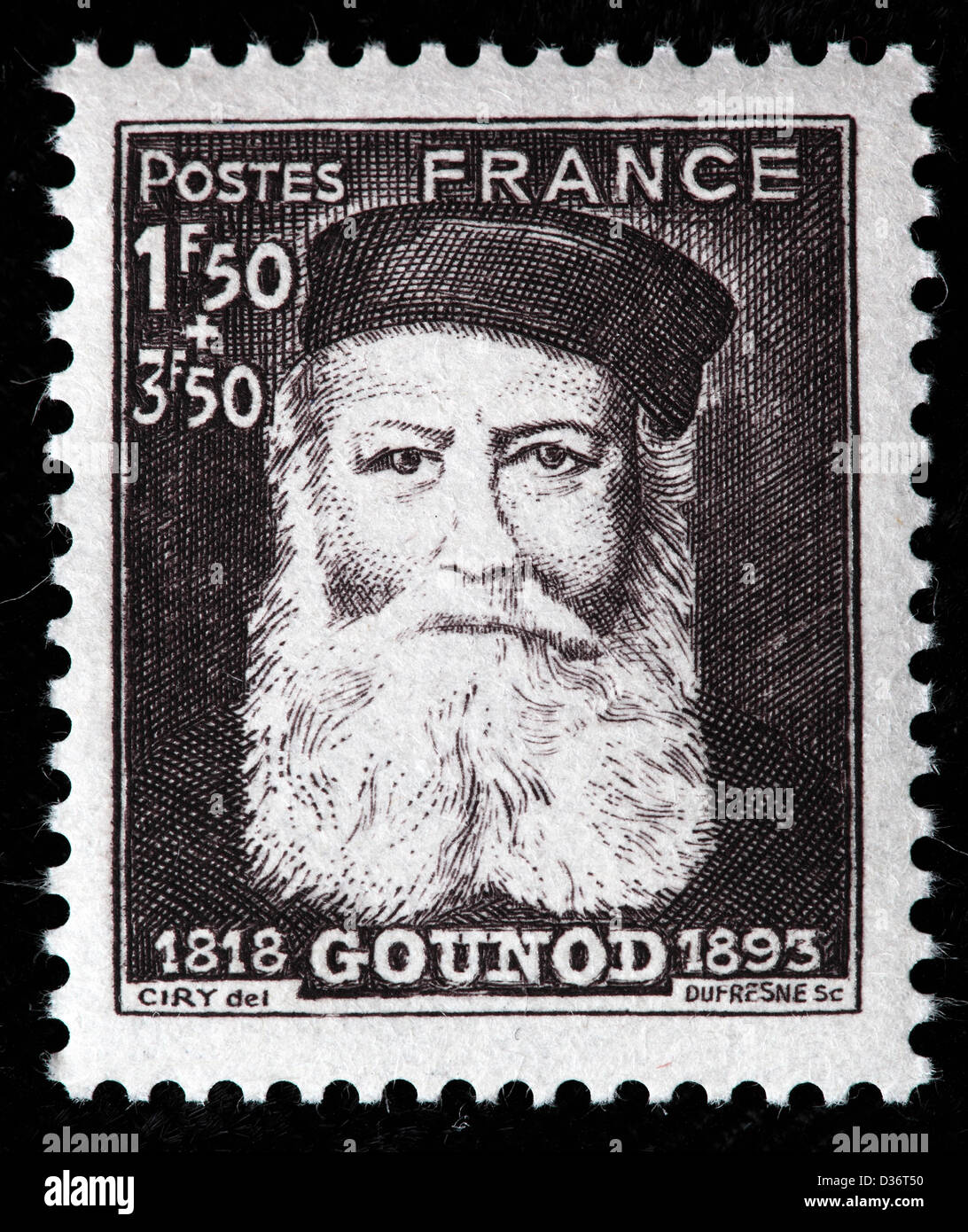 Gounod, compositore, francobollo, Francia, 1944 Foto Stock