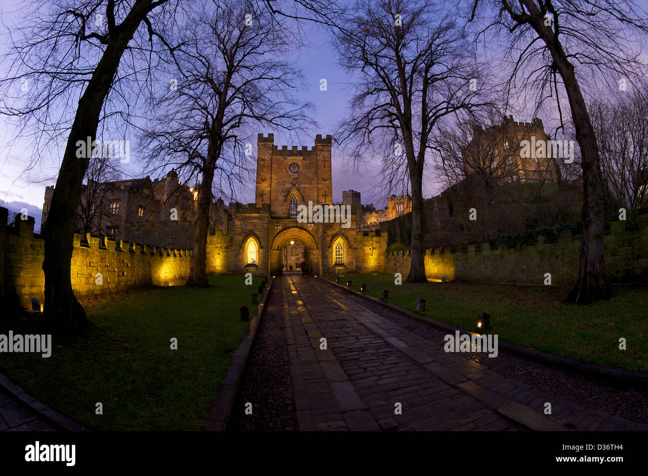 Gatehouse, castello di Durham University College, Durham, Inghilterra, Regno Unito, GB Foto Stock