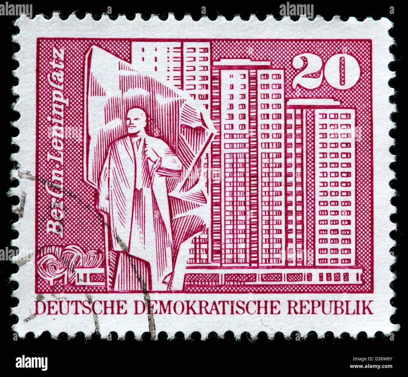 Piazza Lenin, Berlino, francobollo, Germania, 1973 Foto Stock