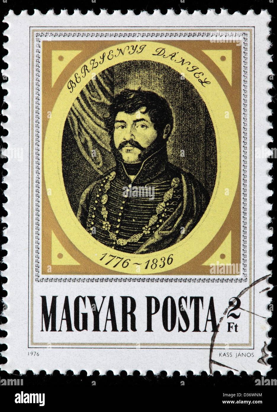 Daniel Berzsenyi (1776-1836), poeta, francobollo, Ungheria, 1976 Foto Stock