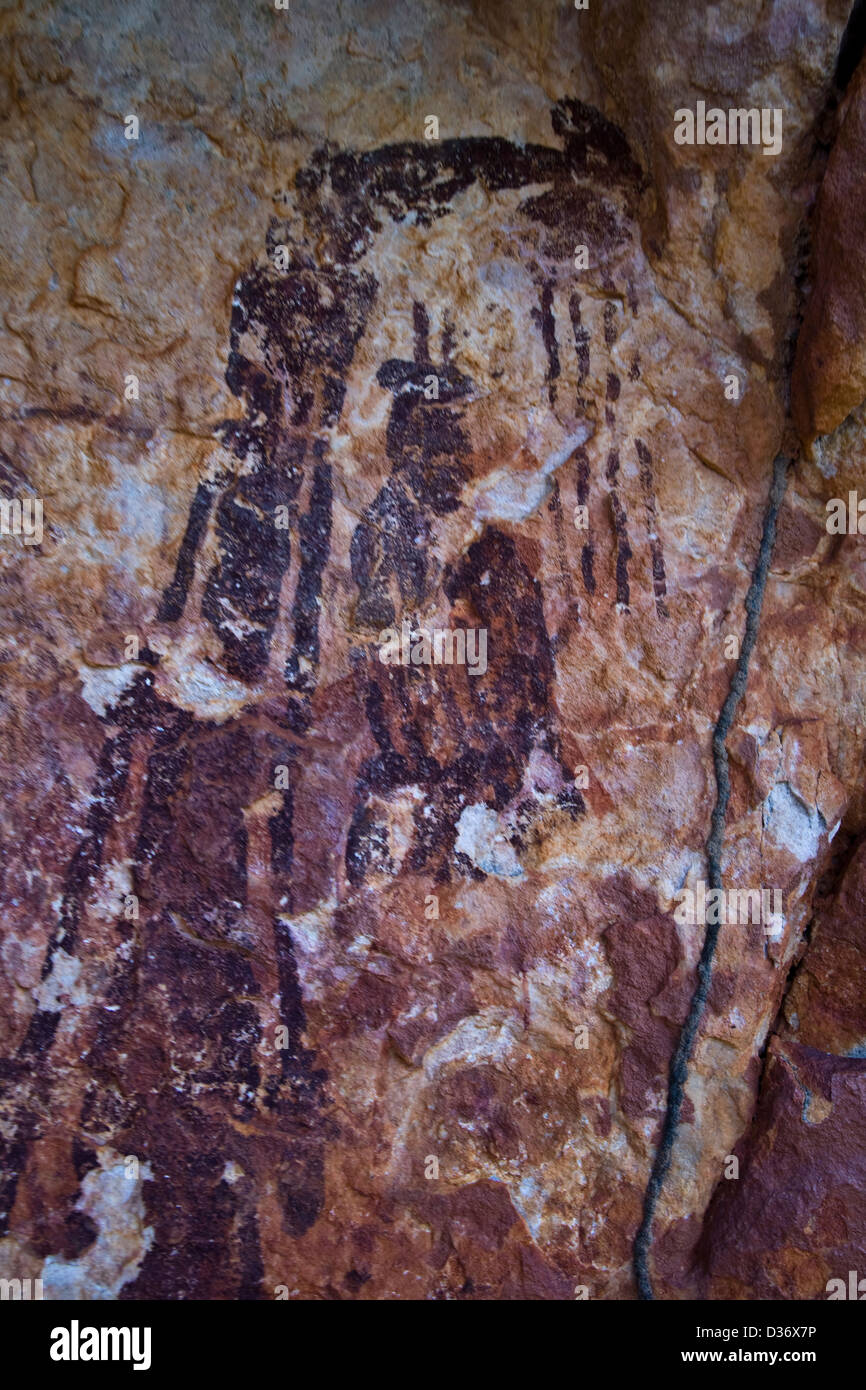 Arte rupestre degli Aborigeni, Jar Isola, Vansittart Bay, sulla costa di Kimberley, Australia occidentale Foto Stock