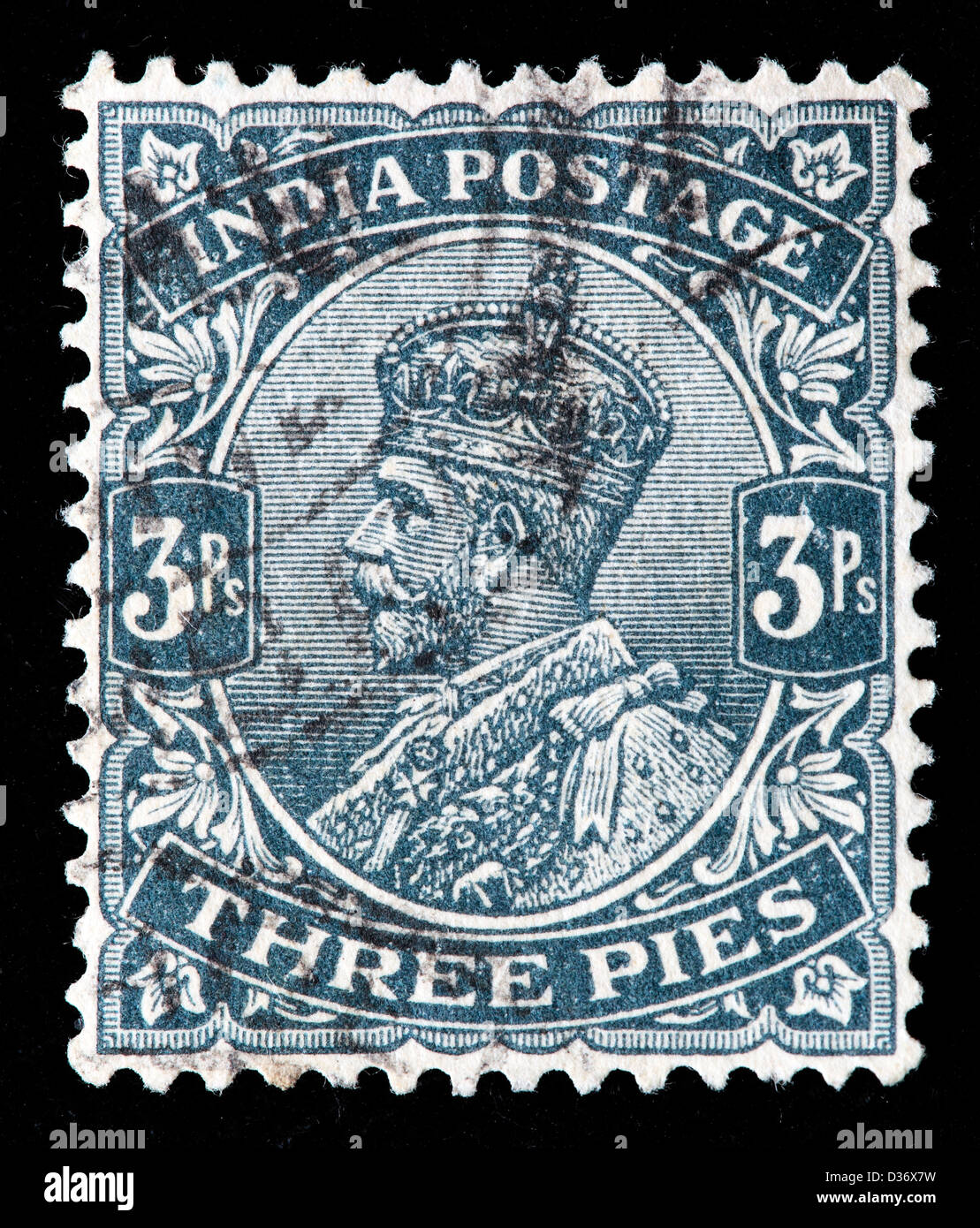 Re Giorgio V, francobollo, India, 1911 Foto Stock