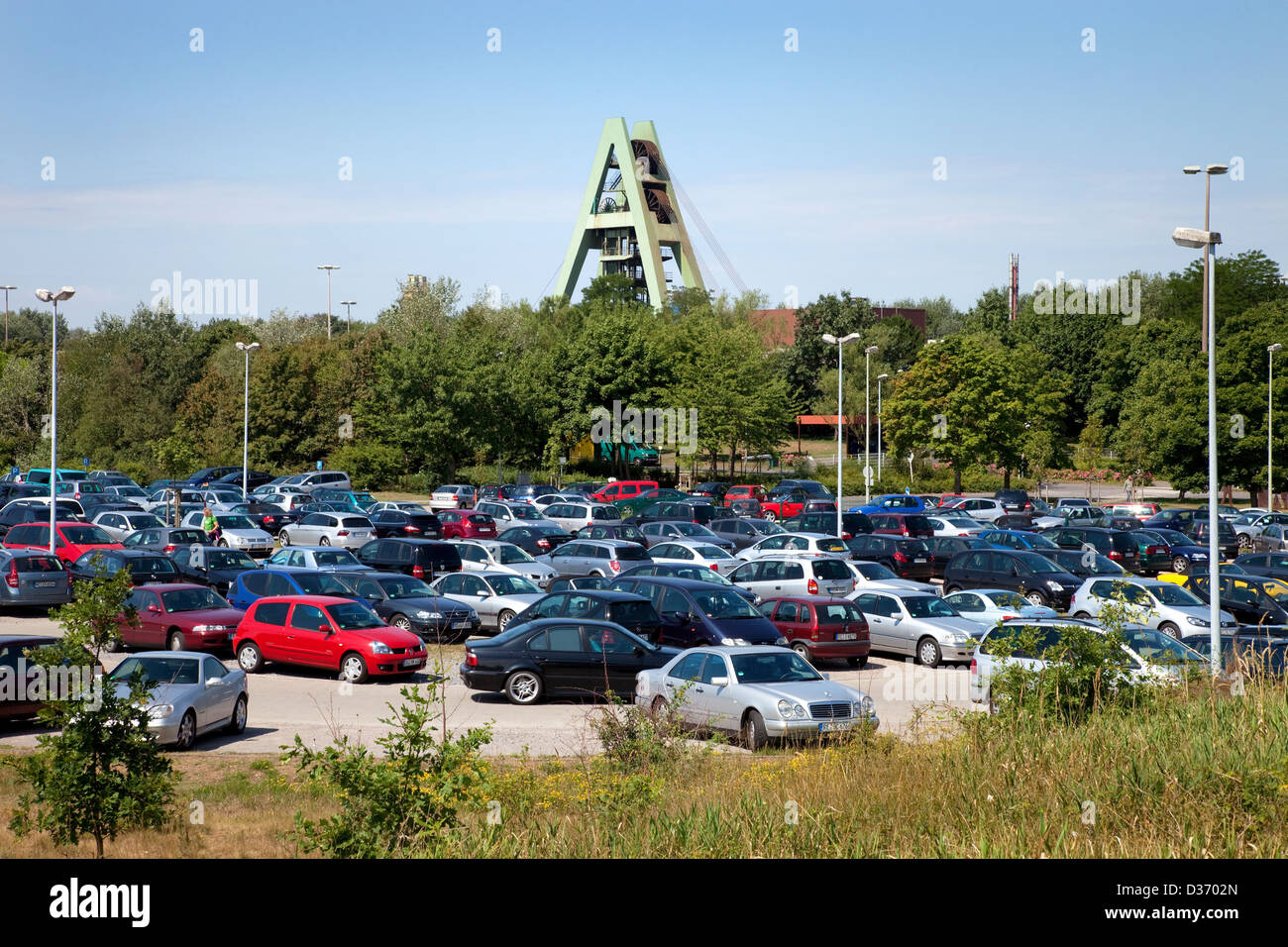 Marl, Germania, dipendente parcheggio davanti al Auguste Victoria Mina miniera AV 8 Foto Stock