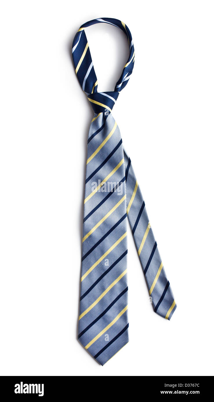 La cravatta blu su sfondo bianco Foto Stock