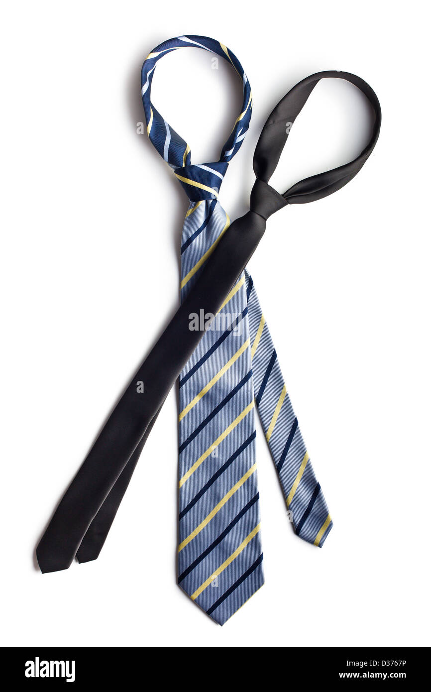 La cravatta blu su sfondo bianco Foto Stock