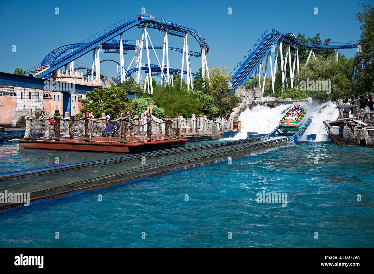 Acqua Rollercoaster in Europapark di Rust. Germania meridionale Foto Stock