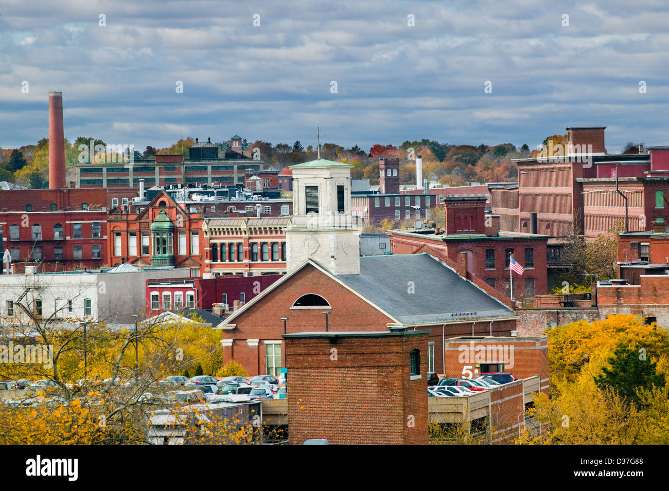 Vista sul tetto di Lowell Massachusetts Foto Stock