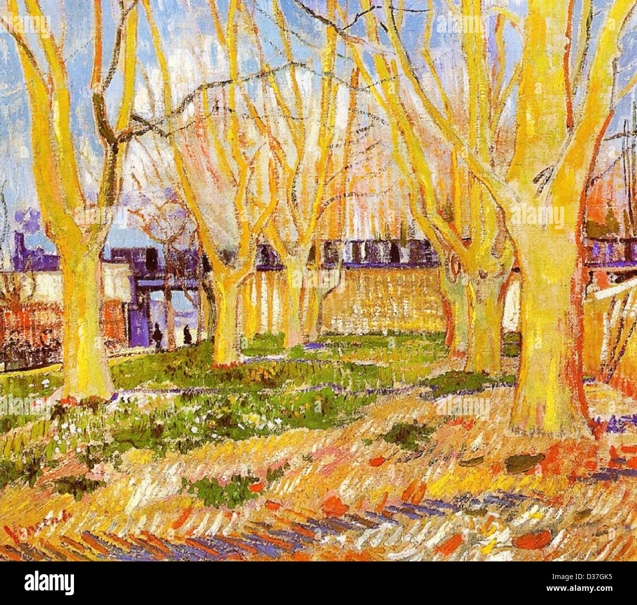 Vincent van Gogh, viale di platani vicino a Arles stazione. 1888. Post-Impressionism. Olio su tela. Il Musée Rodin, Paris, Francia. Foto Stock