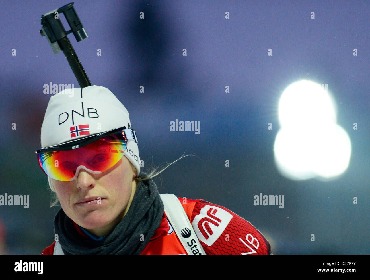 Tora Berger della Norvegia è visto durante la formazione delle donne durante il campionato mondiale di Biathlon in Nove Mesto na Morave, Repubblica ceca, 12 febbraio 2013. (CTK foto/Vondrous Romano) Foto Stock