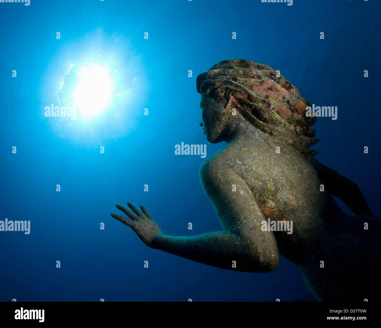 Sunken statua underwater Foto Stock