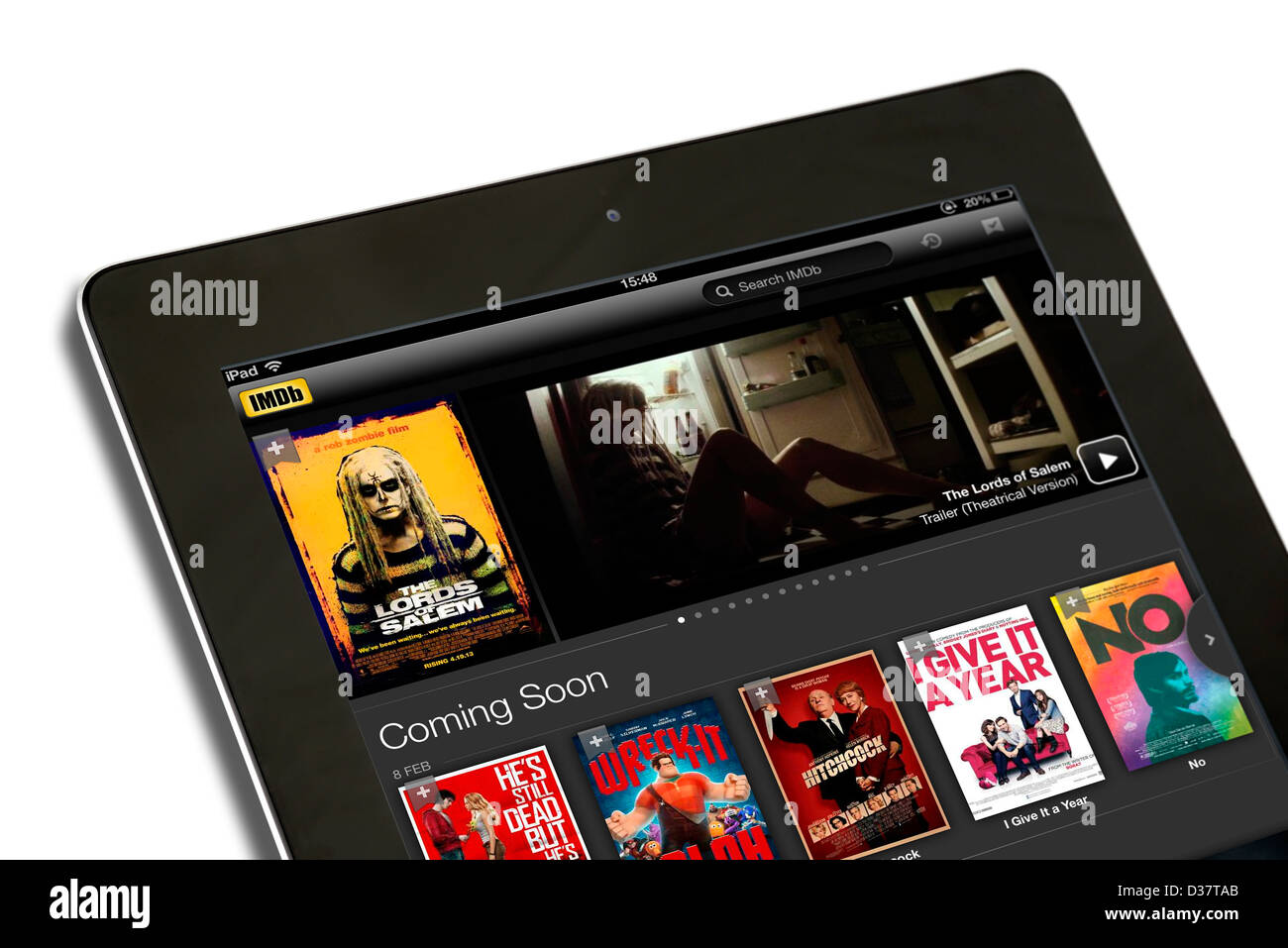 Il IMDb app su una quarta generazione di Apple computer tablet iPad Foto Stock