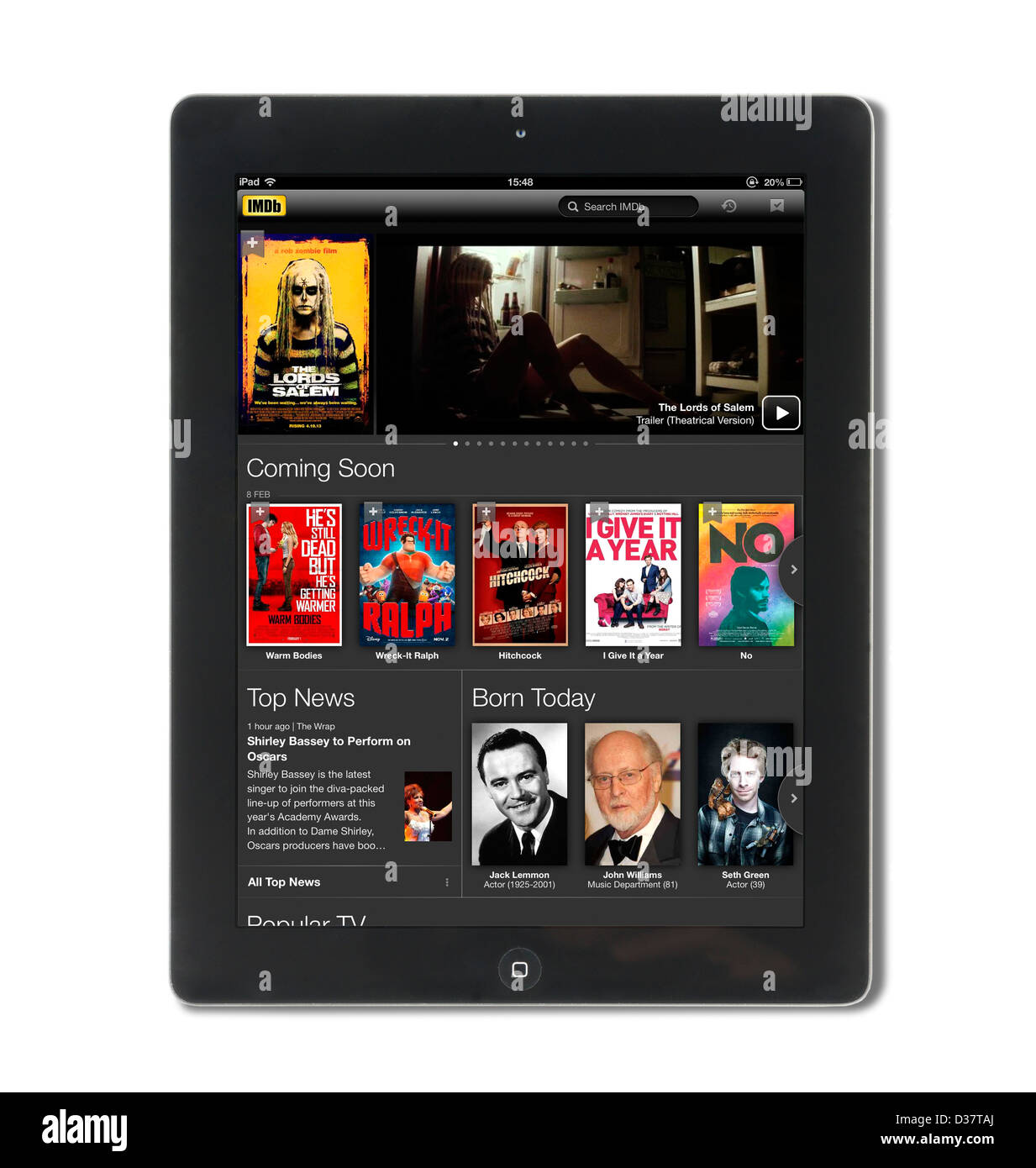 Il IMDb app su una quarta generazione di Apple computer tablet iPad Foto Stock