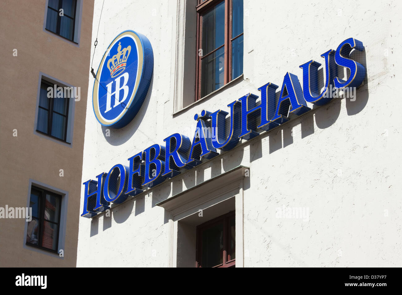 La Hofbräuhaus segno, Monaco di Baviera, Germania Foto Stock