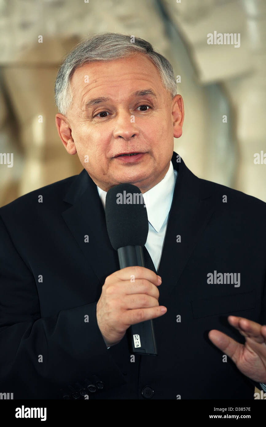Poznan, Polonia, candidato presidenziale Jaroslaw Kaczynski PIS Foto Stock