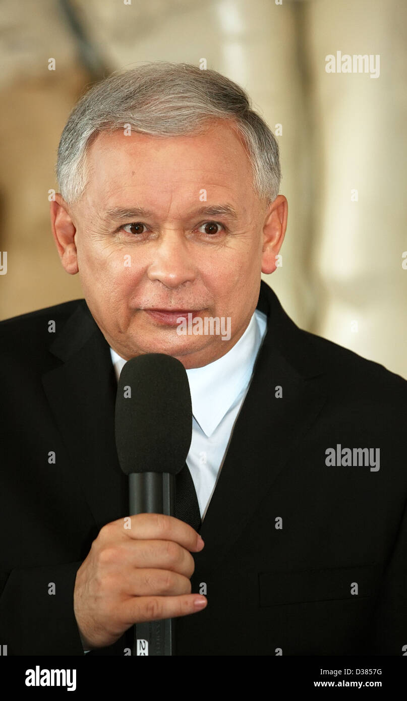 Poznan, Polonia, candidato presidenziale Jaroslaw Kaczynski PIS Foto Stock