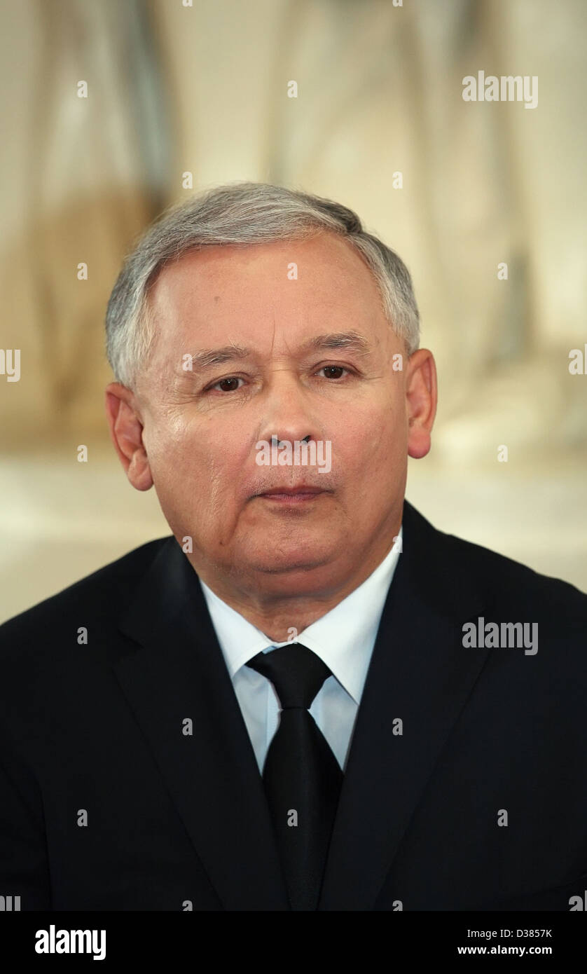 Poznan, Polonia, candidato presidenziale Jaroslaw Kaczynski PIS Foto Stock