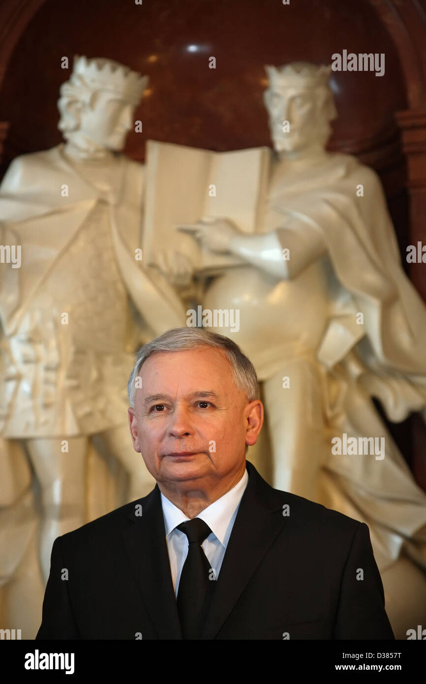 Poznan, Polonia, candidato presidenziale Jaroslaw Kaczynski PIS Foto Stock
