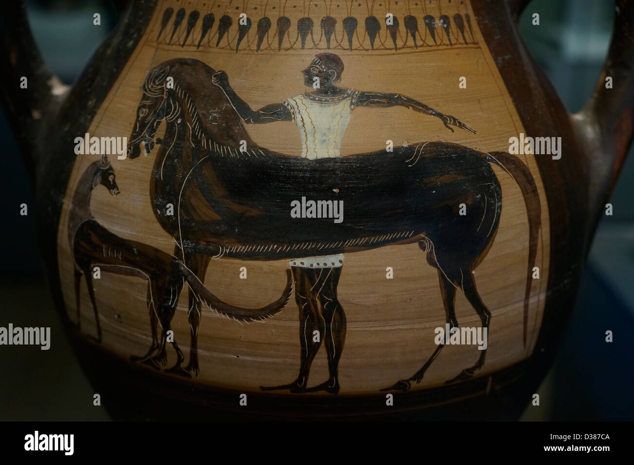 Storage etrusca jar (anfora). 530/520 A.C. Foto Stock