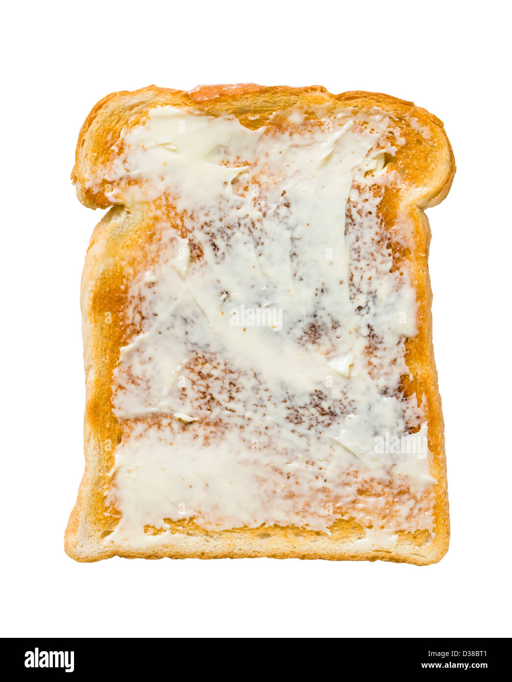 Fetta di pane tostato imburrato, pane bianco. Foto Stock