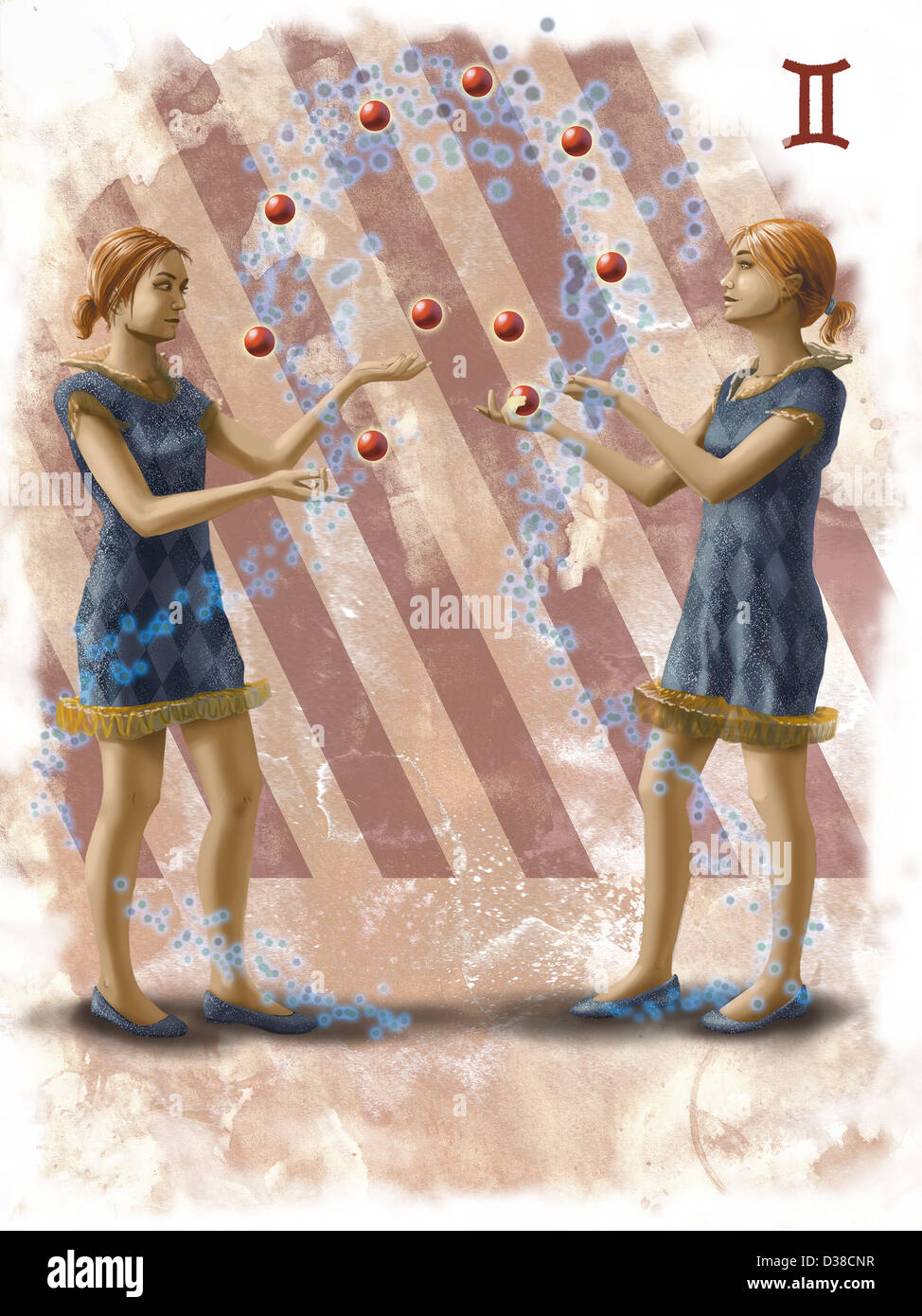 Immagine illustrativa delle gemelle che rappresentano il segno Gemini Foto Stock