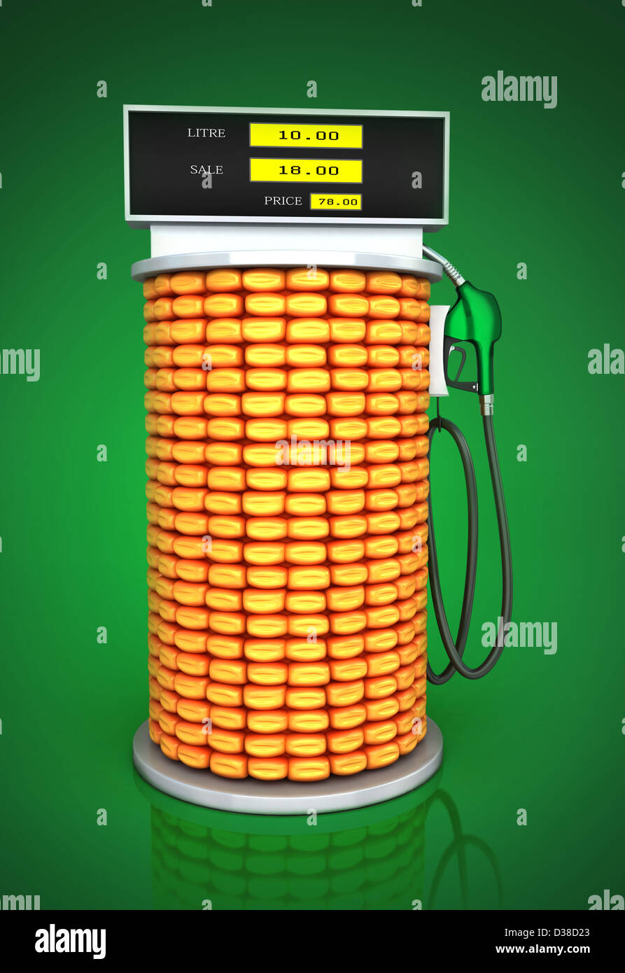 Immagine illustrativa di mais pompa carburante che rappresenta go green concept Foto Stock