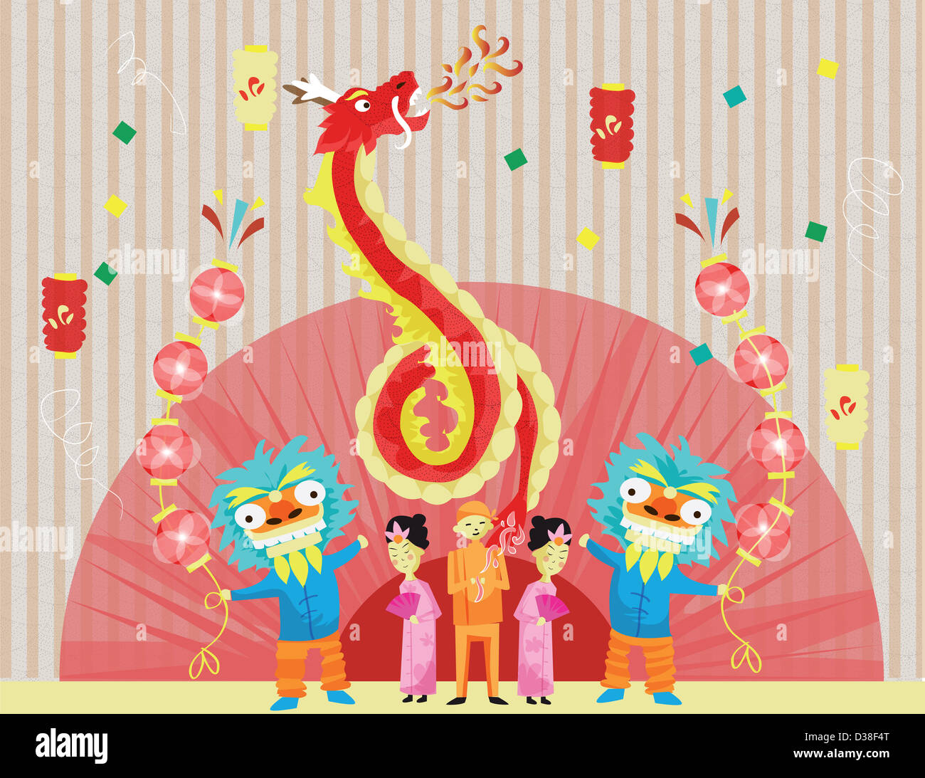 Immagine illustrativa del popolo per celebrare il capodanno cinese Foto Stock
