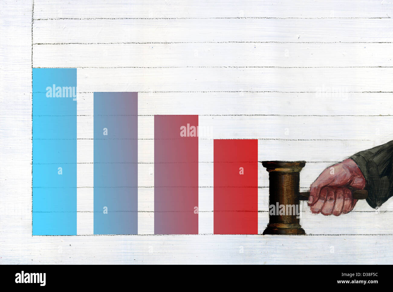 Immagine illustrativa del grafico a barre che rappresenta il fallimento Foto Stock