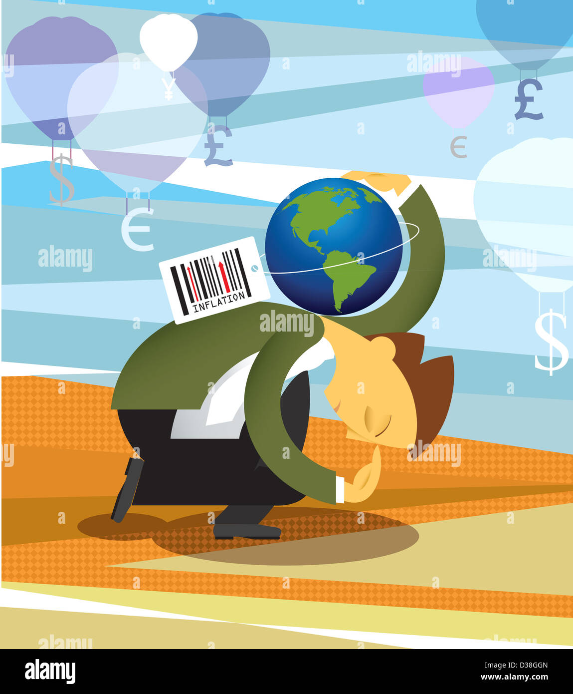 Immagine concettuale che rappresenta l'inflazione in economia Foto Stock