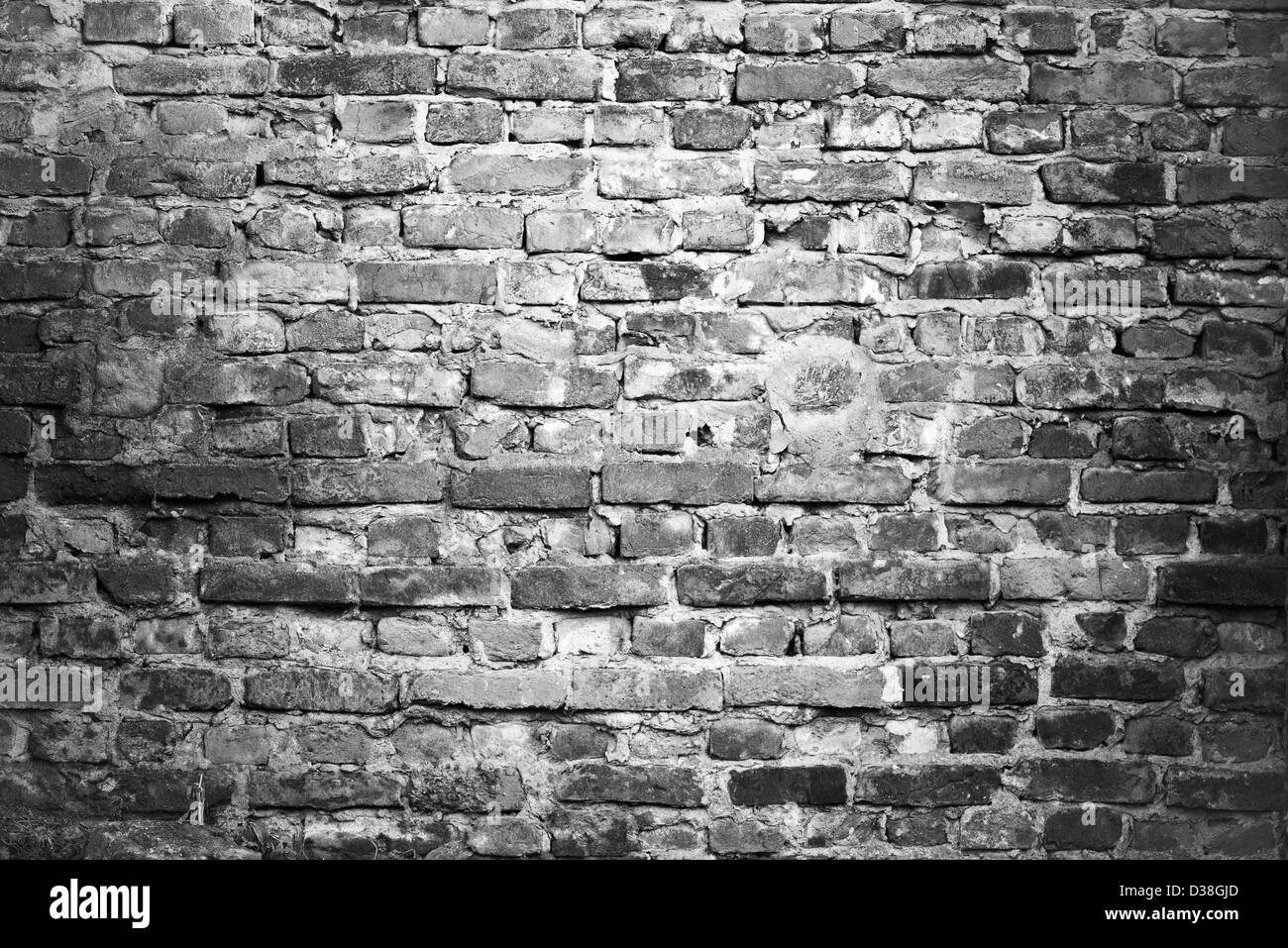Muro di mattoni - nero e sfondo bianco Foto Stock