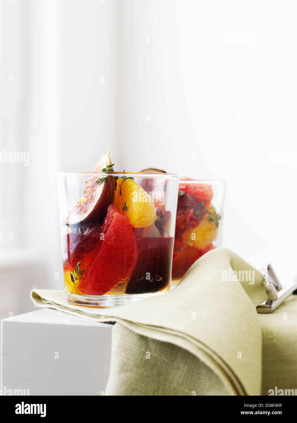 Bicchieri di composte di frutta Foto Stock