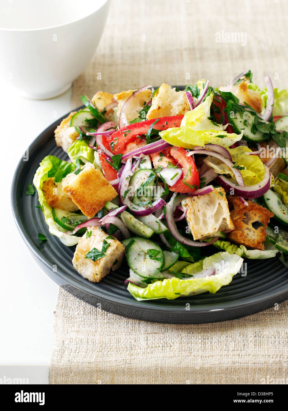 Piatto di insalata di panzanella Foto Stock