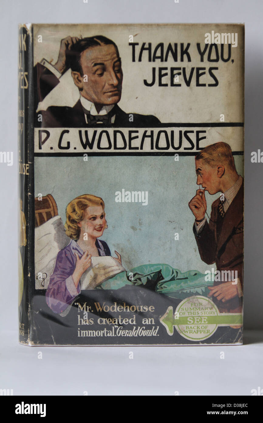 Jeeves Prenota un raro 1934 UK 1 ª edizione di Grazie Jeeves dall autore inglese PG Wodehouse Foto Stock