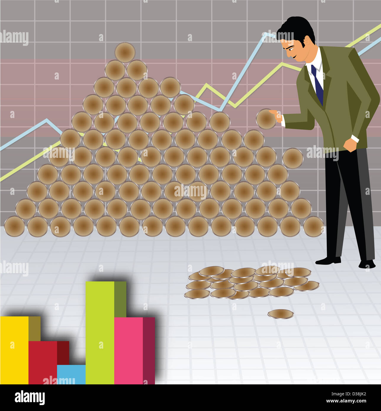 Imprenditore preservando il denaro Foto Stock