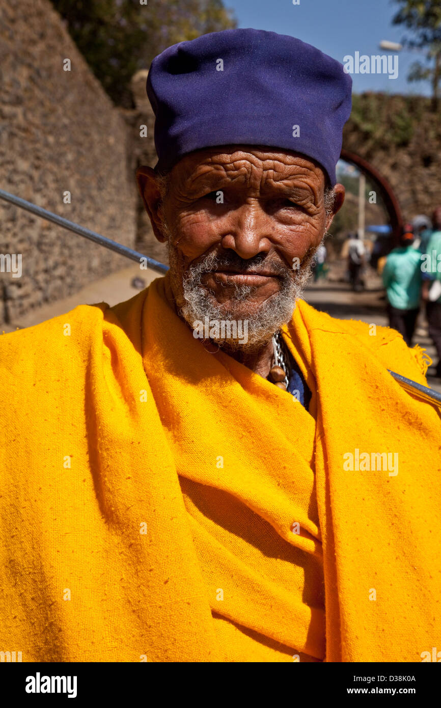 Ritratto di un sacerdote cristiano, Gondar, Etiopia Foto Stock