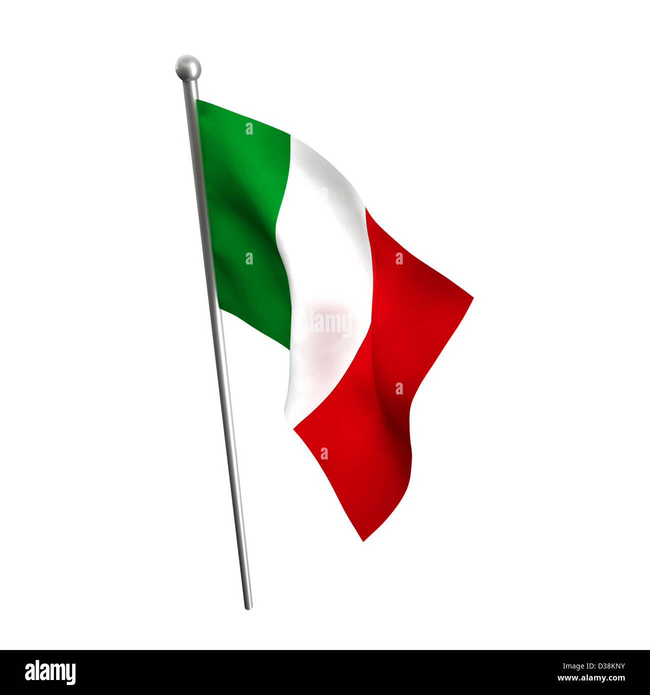 Bandiera italiana isolato su bianco Foto Stock