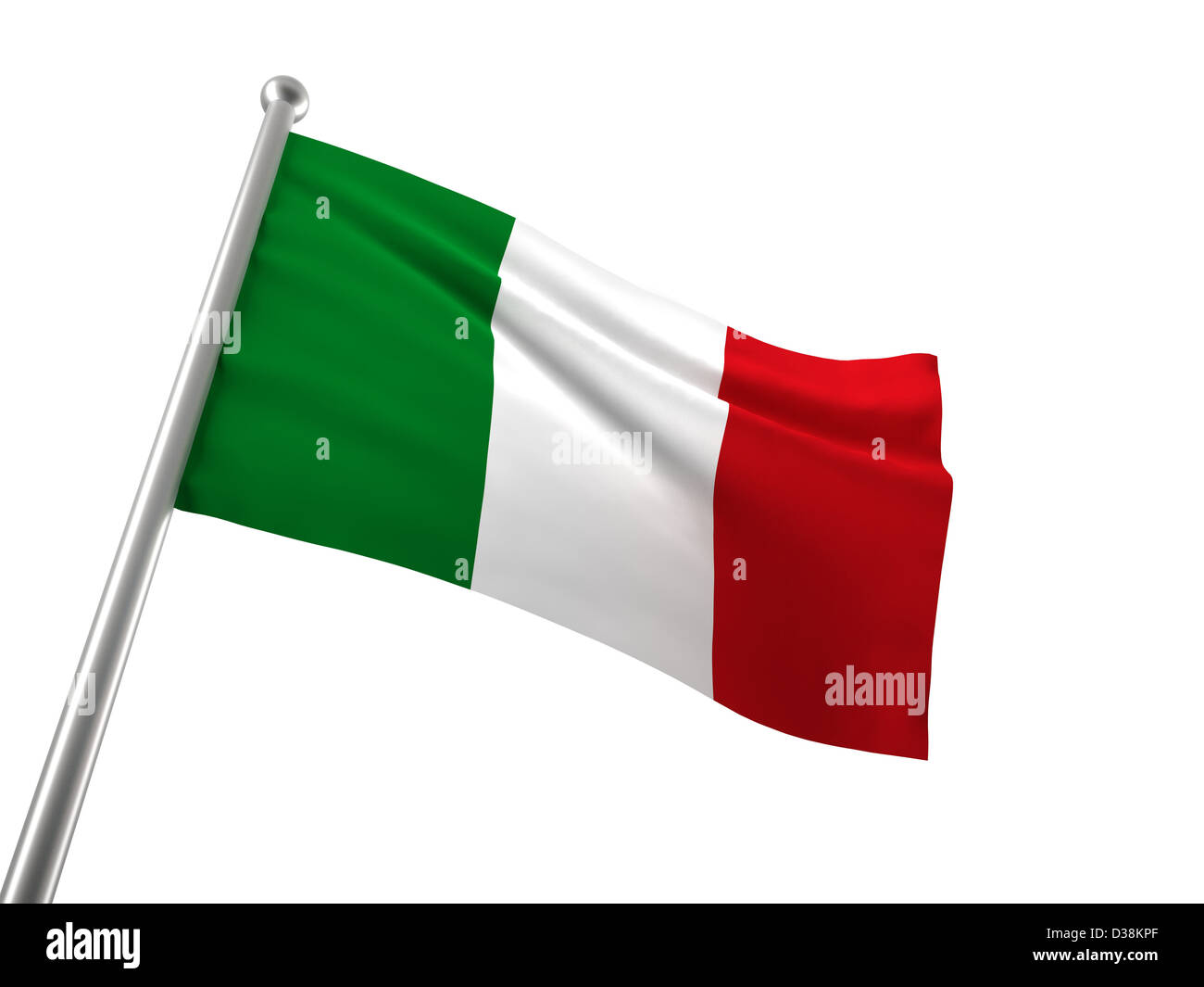 Bandiera italiana isolato su bianco Foto Stock