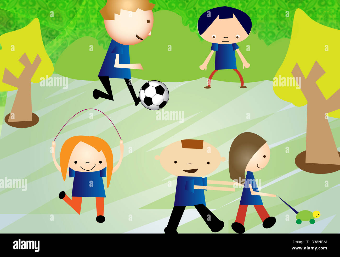 Bambini che giocano in un parco giochi Foto Stock