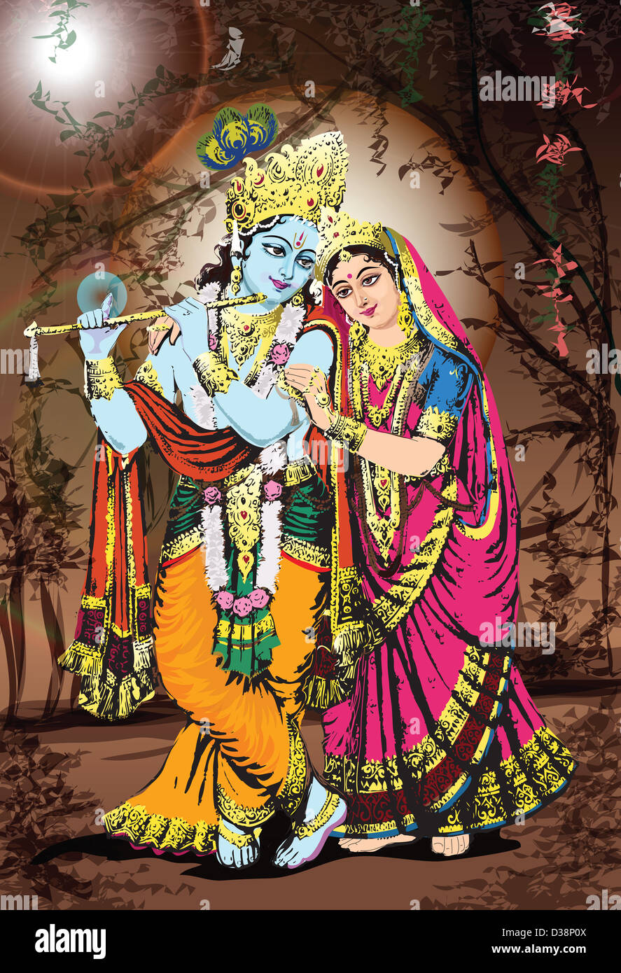 Dio indù e la dea Radha-Krishna Foto Stock