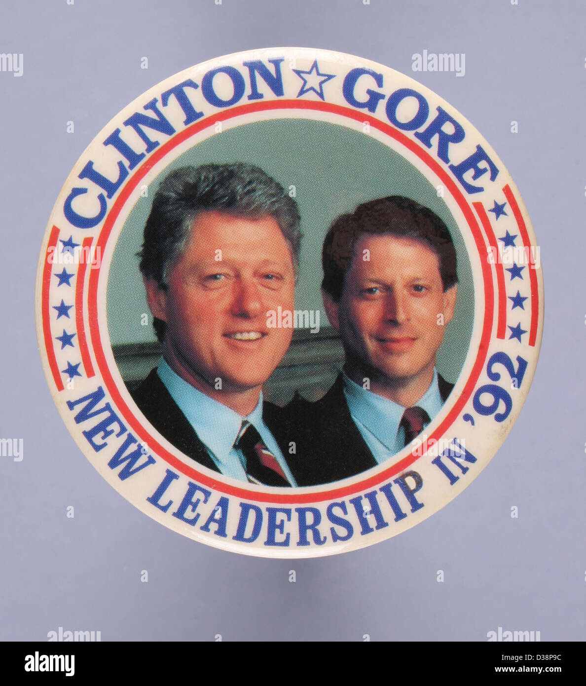 Un round 1992 Stati Uniti campagna presidenziale di perno a pulsante per il candidato democratico Bill Clinton ed Al Gore Foto Stock