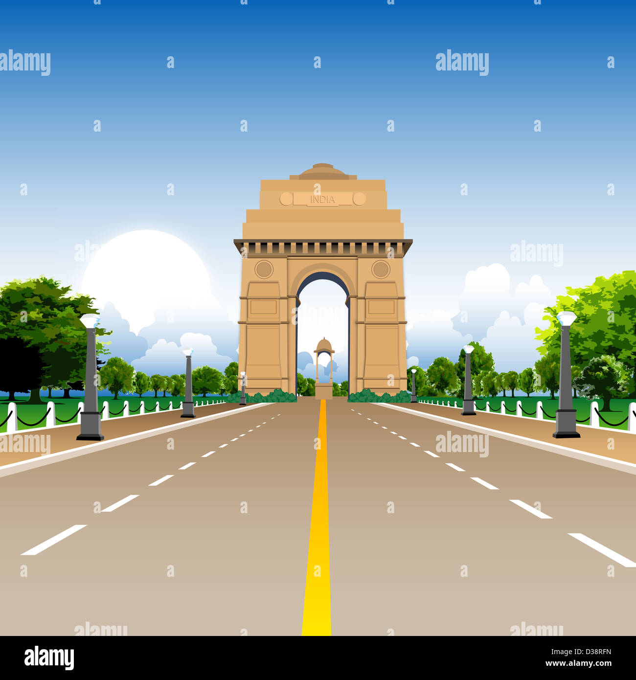 Facciata di un memoriale di guerra, India Gate New Delhi, India Foto Stock