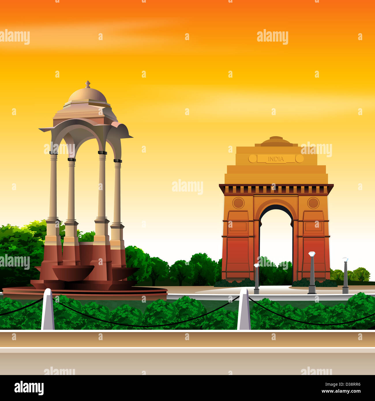 Memoriale di guerra in una città, India Gate New Delhi, India Foto Stock