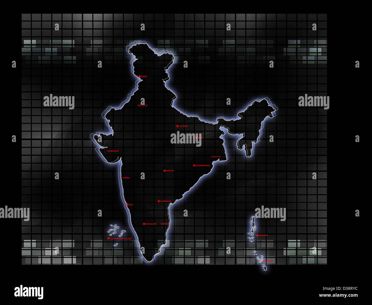 Close-up di mappa di India Foto Stock