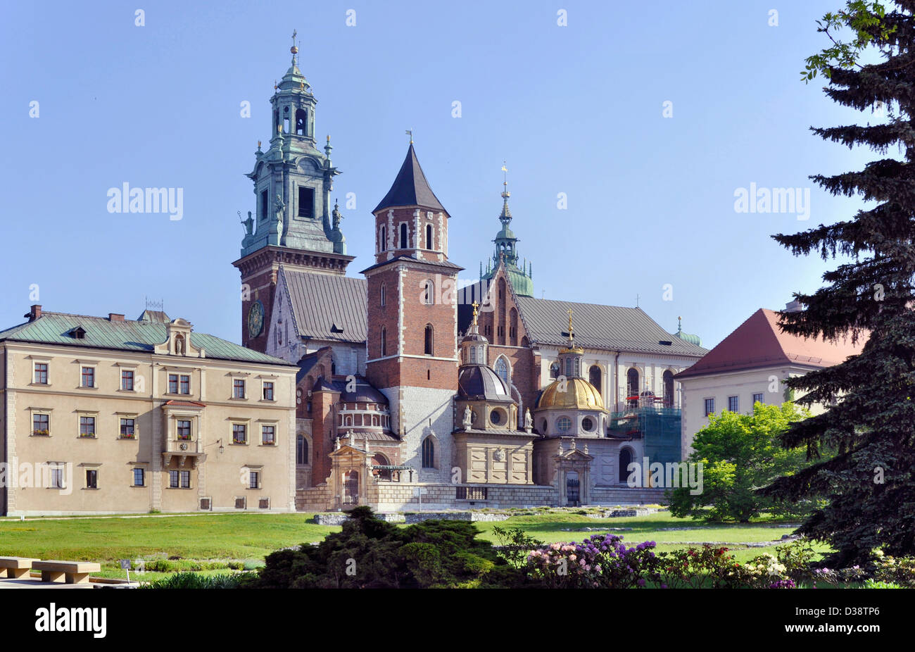 Cattedrale sul colle di Wawel al castello a Cracovia, Polonia Foto Stock